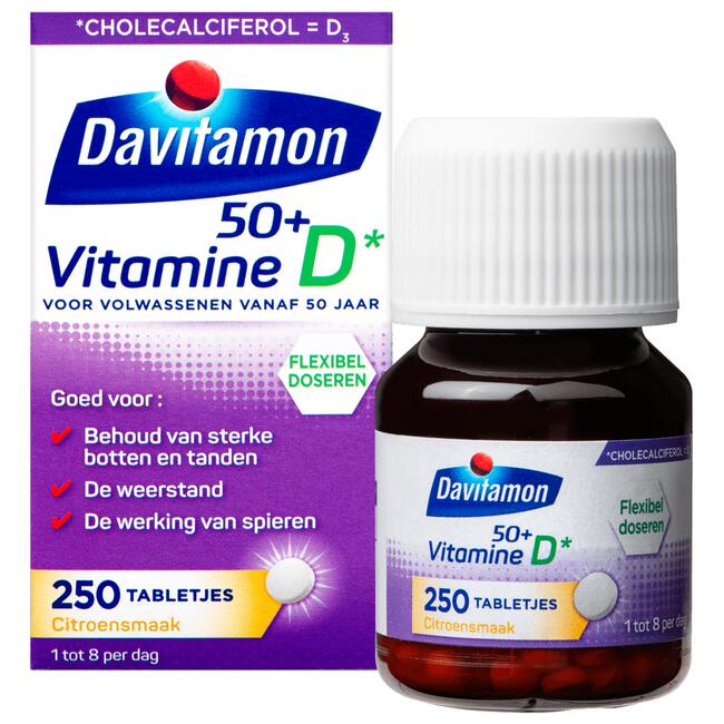 Davitamon Vitamine D 50+ Tabletjes Citroensmaak