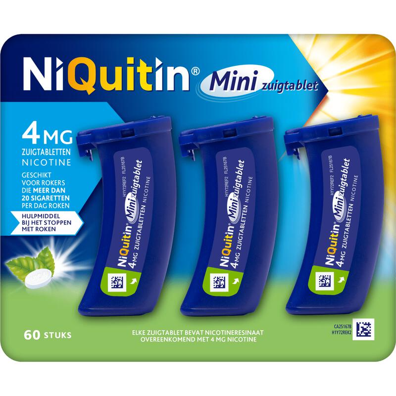 NiQuitin 4 MG Stoppen met Roken Mini Zuigtabletten 60 stuks