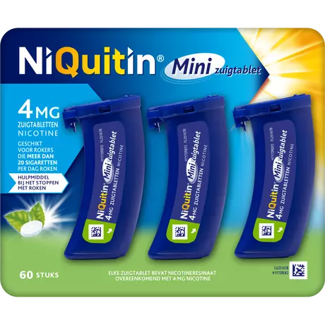 NiQuitin 4 MG Stoppen met Roken Mini Zuigtabletten 60 stuks