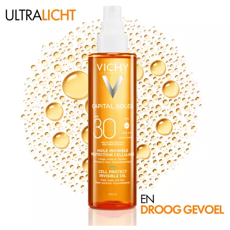 Vichy Capital Soleil Cell Protect Onzichtbare Zonnebrand Olie SPF30 200 ML