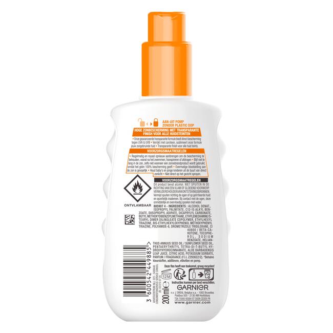 Garnier Ambre Solaire Invisible Protect Refresh Transparante Bronze Zonnebrandspray SPF 30 200 ML