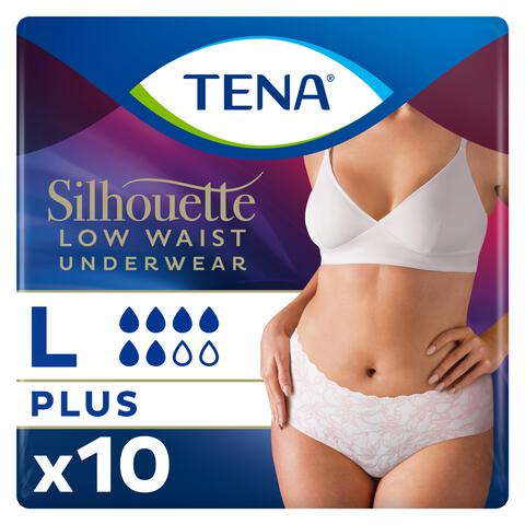 TENA Silhouette Plus Low Waist Wegwerpbroekjes Wit L 10 stuks