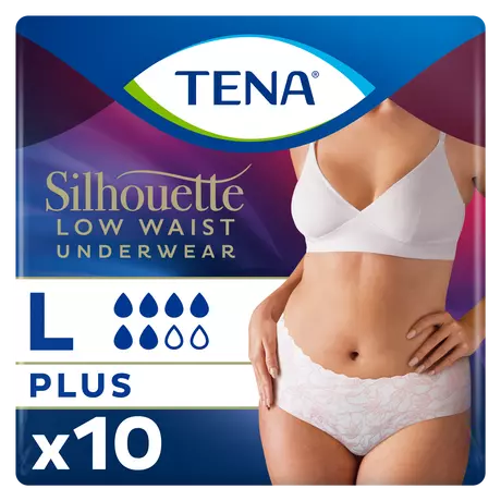 TENA Silhouette Plus Low Waist Wegwerpbroekjes Wit L 10 stuks