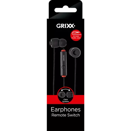Grixx Headphone In-ear Mic Black