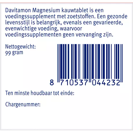 Davitamon Magnesium Pepermunt Kauwtabletten 60 stuks