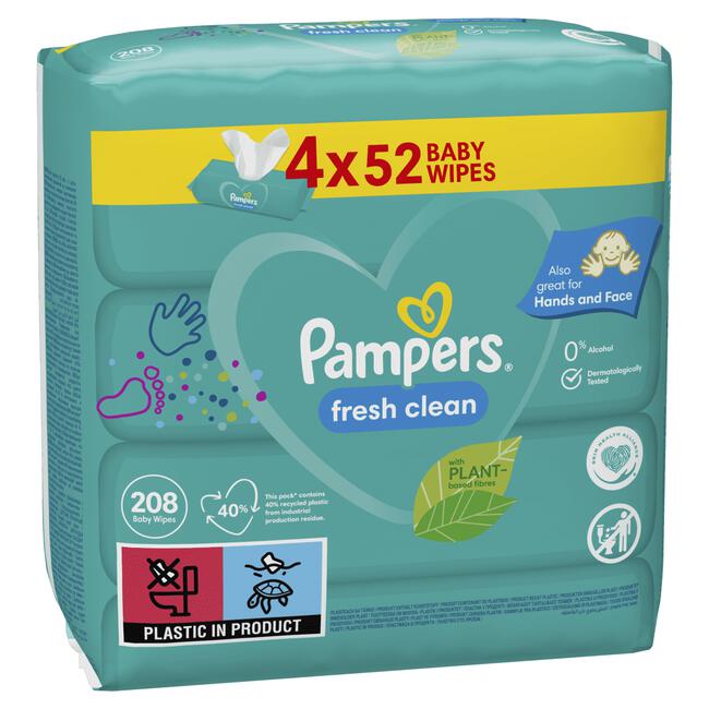 Pampers Fresh Clean Billendoekjes 4 Verpakkingen 208 Stuks