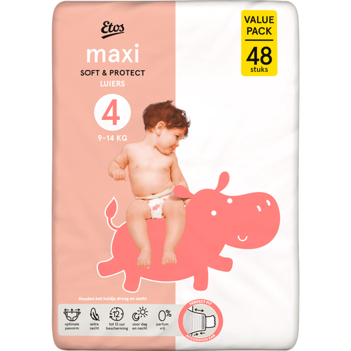 Etos Luiers Maxi Maat 4 9-14 kg Value Pack 48 stuks