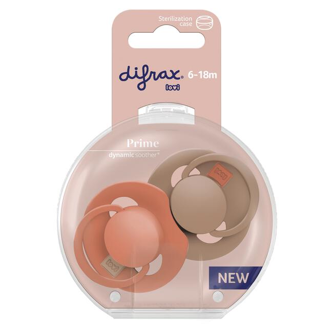 Difrax LOVI Prime fopspeen 6-18 M Granola/Orange