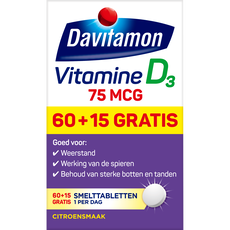 Davitamon Vitamine D3 75 MCG Smelttabletten 60+15 stuks