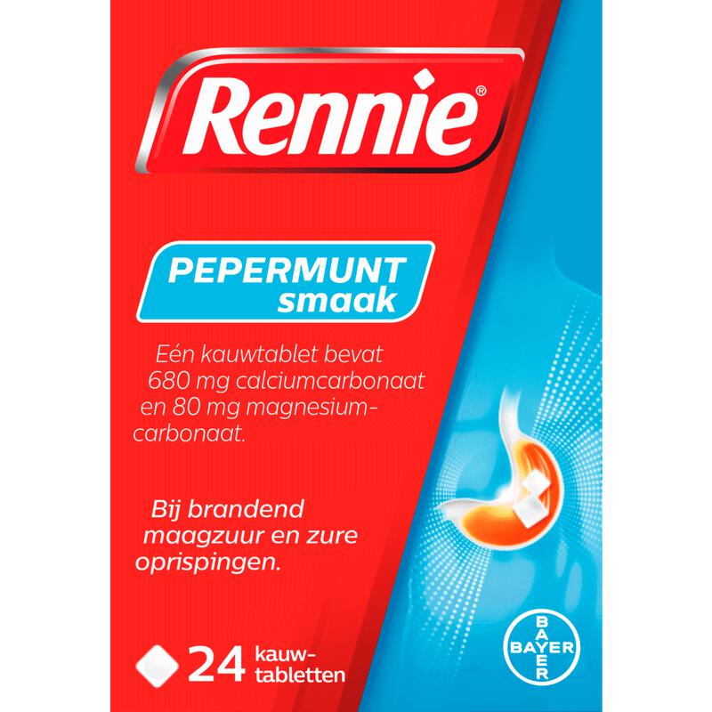 Rennie Pepermunt Kauwtabletten Bij Brandend Maagzuur 24 stuks