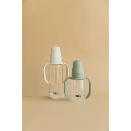 BIBS Babyfles Medium Flow Latex Ivory incl. opvouwbaar trechtertje 270 ML