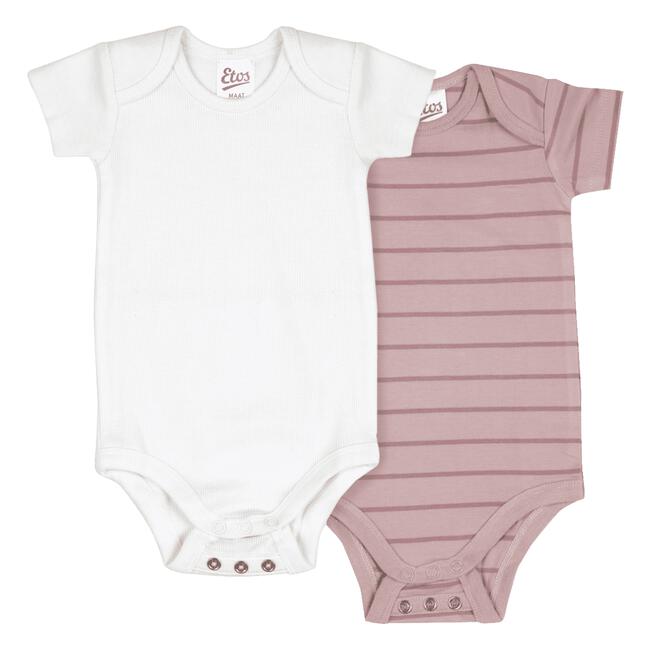 Etos Meegroei Rompertjes Wit/Beige Maat 62/68 Duo Pack