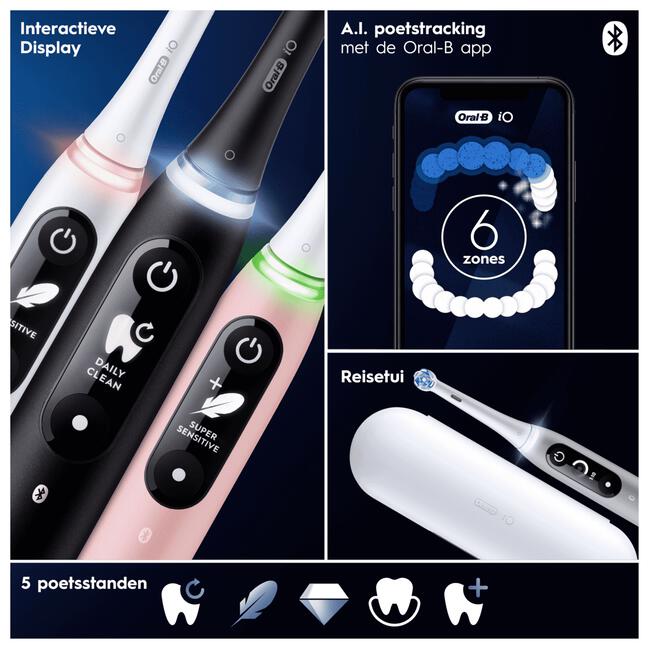 Oral-B iO 6 Duo Zwart & Roze 2 Elektrische Tandenborstels