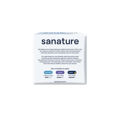 Sanature 100% Katoenen Maandverband Ultra Normaal Met Vleugels 10 stuks