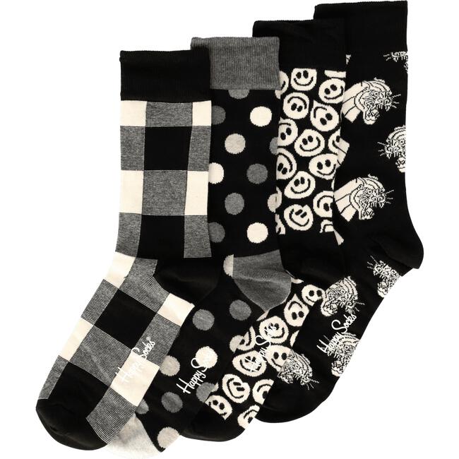 Happy Socks Giftbox 4 Pack Black White