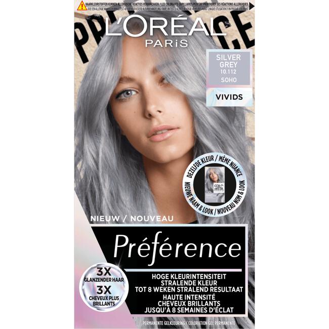 L'Oréal Paris Preference Vivids Permanente Haarverf 10.112 Silver Grey Soho