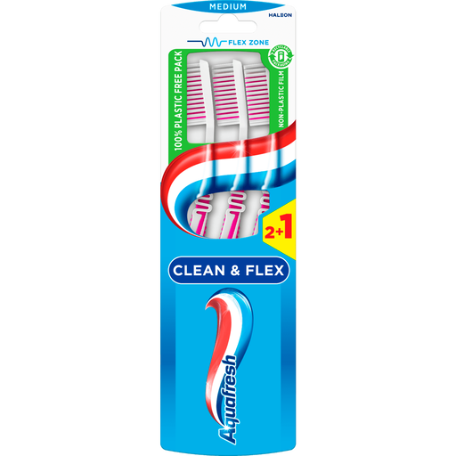 Aquafresh Clean & Flex Medium Tandenborstels 3 stuks