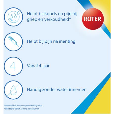 Roter Paracetamol smelttablet 250 mg Junior 20 tabletten