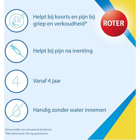 Roter Paracetamol smelttablet 250 mg Junior 20 tabletten