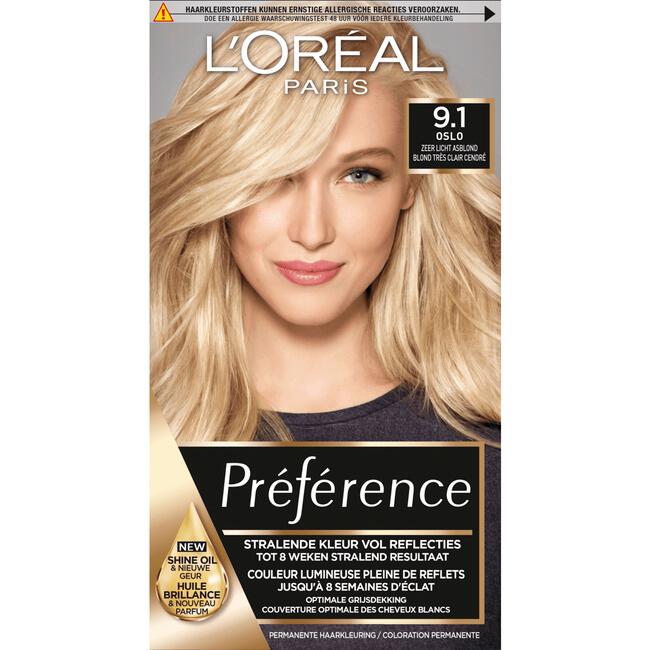 lekken Ik heb een contract gemaakt Canberra L'Oréal Paris Préférence Permanente Haarkleuring 9.1 Oslo 1 EA | Etos