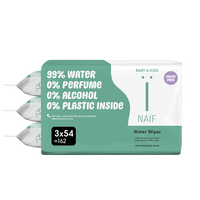 Naïf Plasticvrije Water Billendoekjes 3x54 stuks