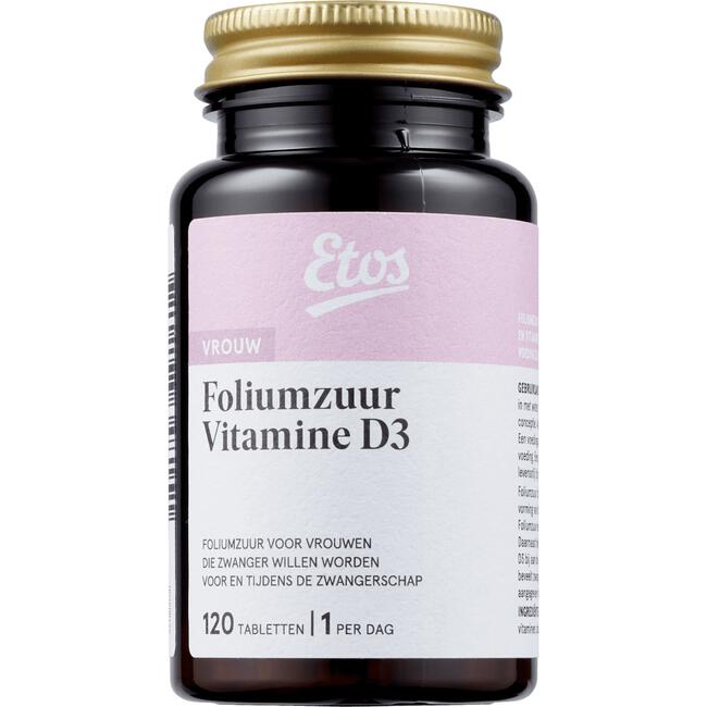 Beugel stopverf Vooruitzien Etos Foliumzuur & Vitamine D3 120 EA | Etos