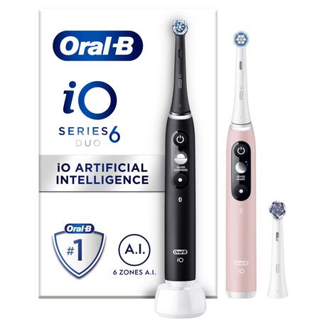 Oral-B iO 6 Duo Zwart & Roze 2 Elektrische Tandenborstels