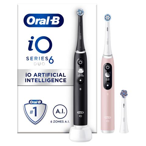Oral-B iO 6 Duo Zwart & Roze 2 Elektrische Tandenborstels