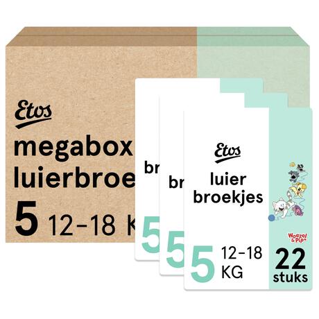 Etos Woezel & Pip Luierbroekjes Junior Megabox Maat 5 12-18 kg 66 stuks