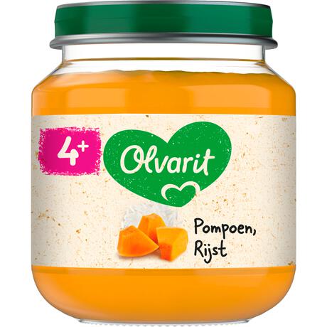 Olvarit Pompoen Rijst Babyhapje 4+ maanden 125 GR