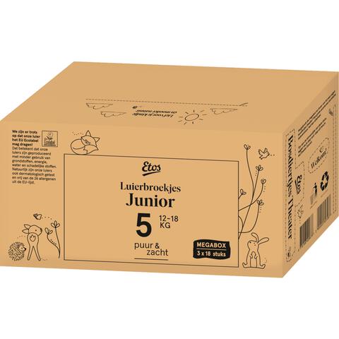 Etos Puur & Zacht Luierbroekjes Maat 5 Junior 11+ kg 54 stuks