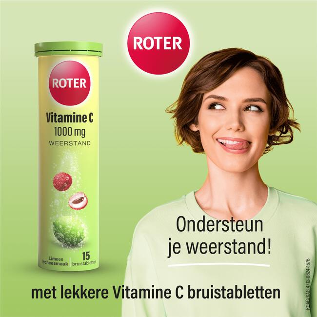 Roter Vitamine C 1000mg Bruistabletten Lime/Lychee 15 stuks