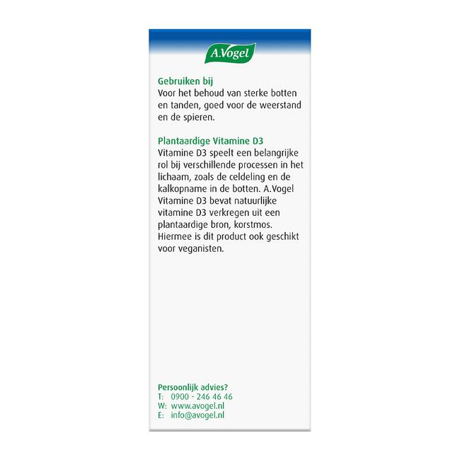 A.Vogel Vitamine D3 25 Mcg voor het Behoud van Sterke Botten Tabletten 100 stuks