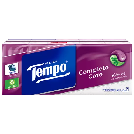 Tempo Complete Care 4-Laags Zakdoekjes 10x10 stuks