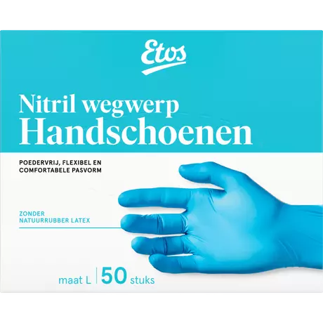 Etos Nitril Wegwerp Handschoenen Maat L 50 stuks