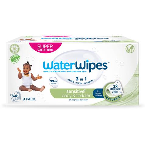 WaterWipes Snoetendoekjes Plasticvrij Gevoelige Huid Voordeeldoos 9x60