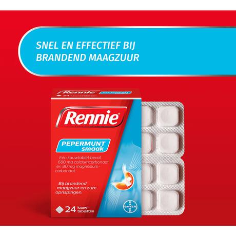 Rennie Pepermunt Kauwtabletten Bij Brandend Maagzuur 24 stuks