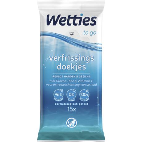 Wetties To Go Verfrissingsdoekjes 15 stuks