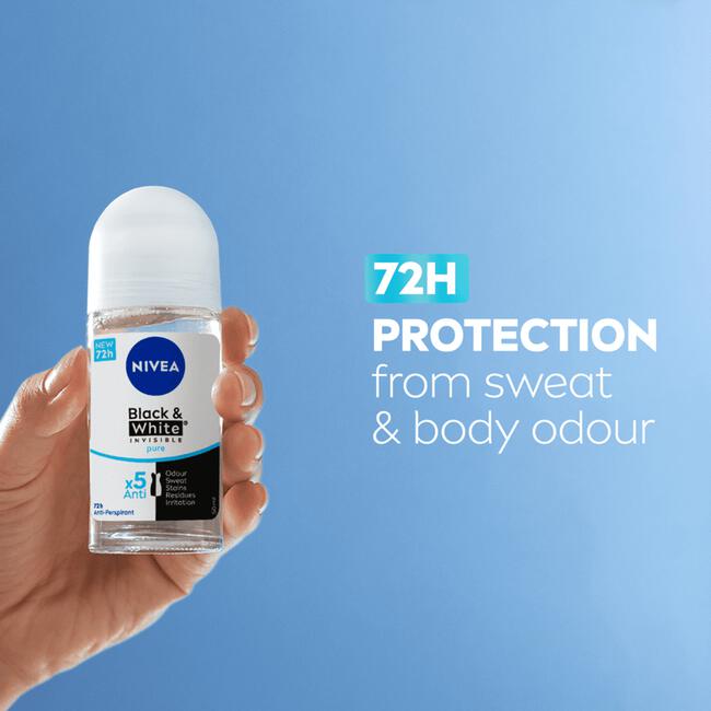 NIVEA Black & White Invisible Pure Deodorant Roller 50 ML
