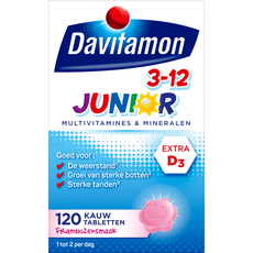 Davitamon Junior 3+ Multivitamine Kinderen 120 Kauwvitamines Frambozensmaak