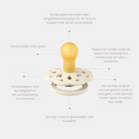 BIBS Maat 2 Fopspenen Ivory/Blush/Baby Blossom/Dusky Lila 4 pak