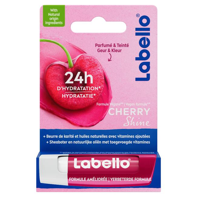 Labello Cherry Shine Lippenbalsem 24u Hydratatie Zachtrood 1 Stuk