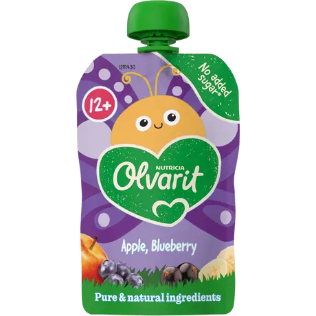 Olvarit Knijpfruit Appel Banaan Zwarte Bes 12+ Maanden 100 gram