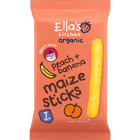 Ella's Kitchen Maize Sticks Perzik Banaan Snack Bio 7+ Maanden