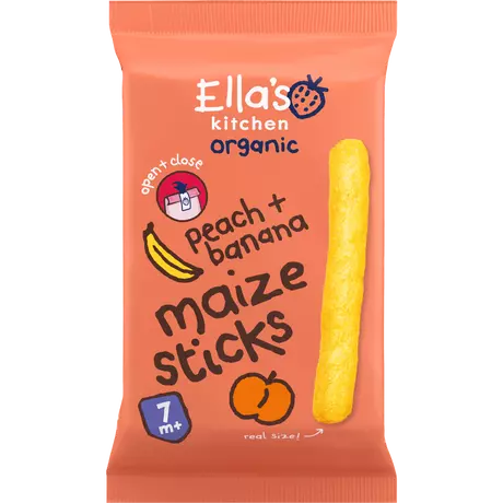 Ella's Kitchen Bio Maïssticks Perzik Banaan 7+ Maanden 17 gram