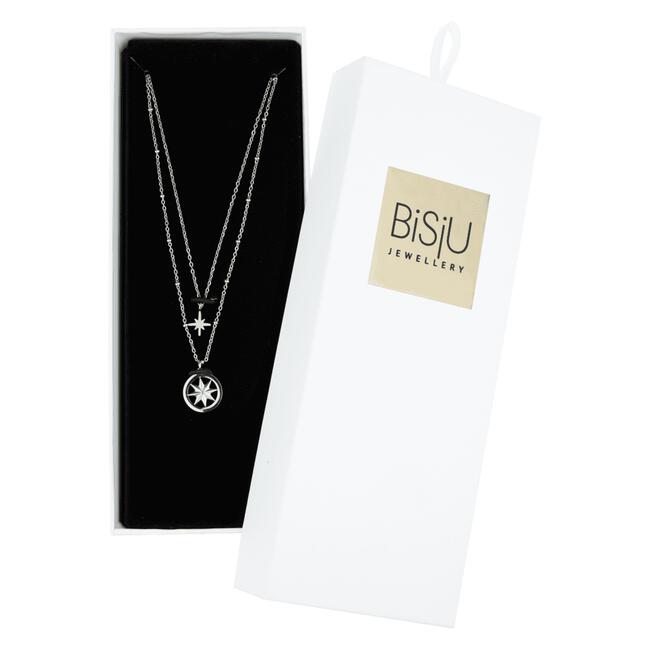 BiSjU Jewellery Ketting Met Dubbele Ster Silver Stainless Steel