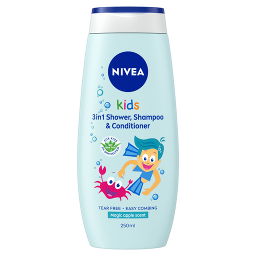 NIVEA Kids 3-in-1 Magic Apple Douche, Shampoo & Conditioner 250 ML