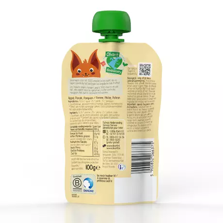 Olvarit Knijpfruit Appel Perzik Pompoen 6+ Maanden 100 gram