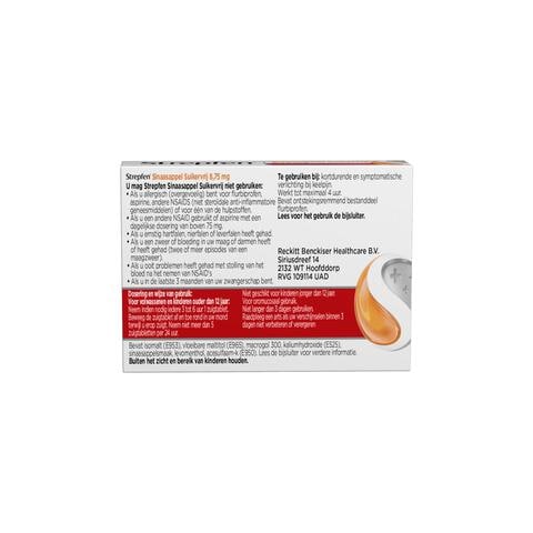 Strepfen Sinaasappel Suikervrij 8,75 mg Zuigtabletten 16 Stuks