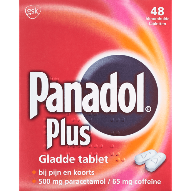 Panadol Plus Gladde Tablet 500/ 65 mg Paracetamol En Coffeïne 48 EA Etos